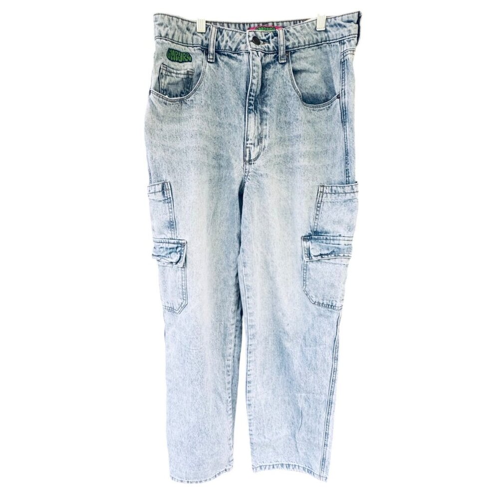 Empyre Tori Jeans Cargo Women's Size 8 Light Wash Skater Y2K Grunge Distressed